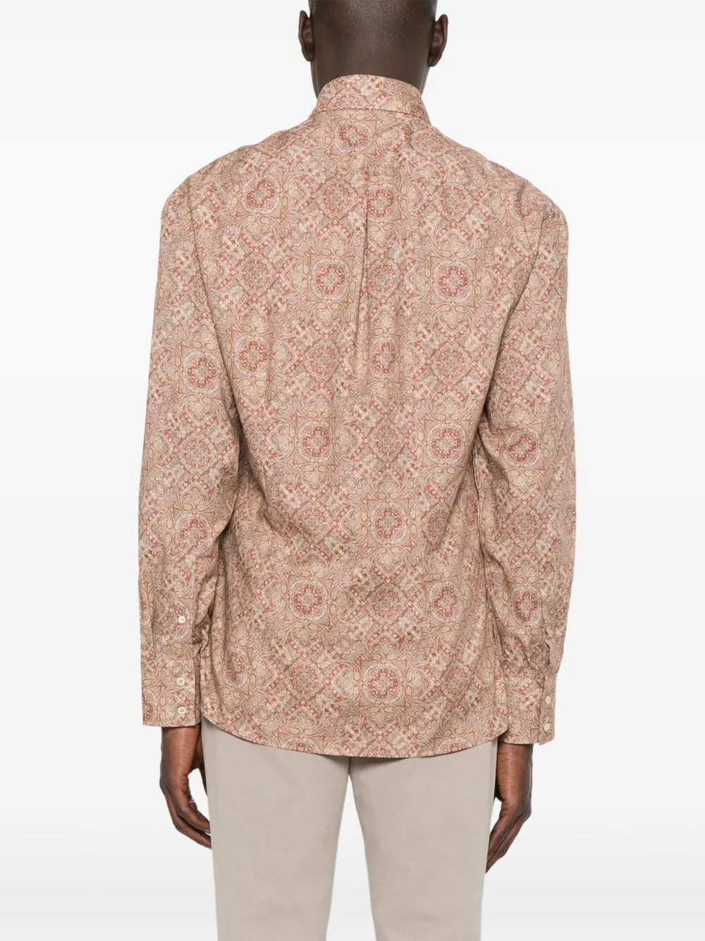 Brunello Cucinelli Overhemd met paisley-print Bruin