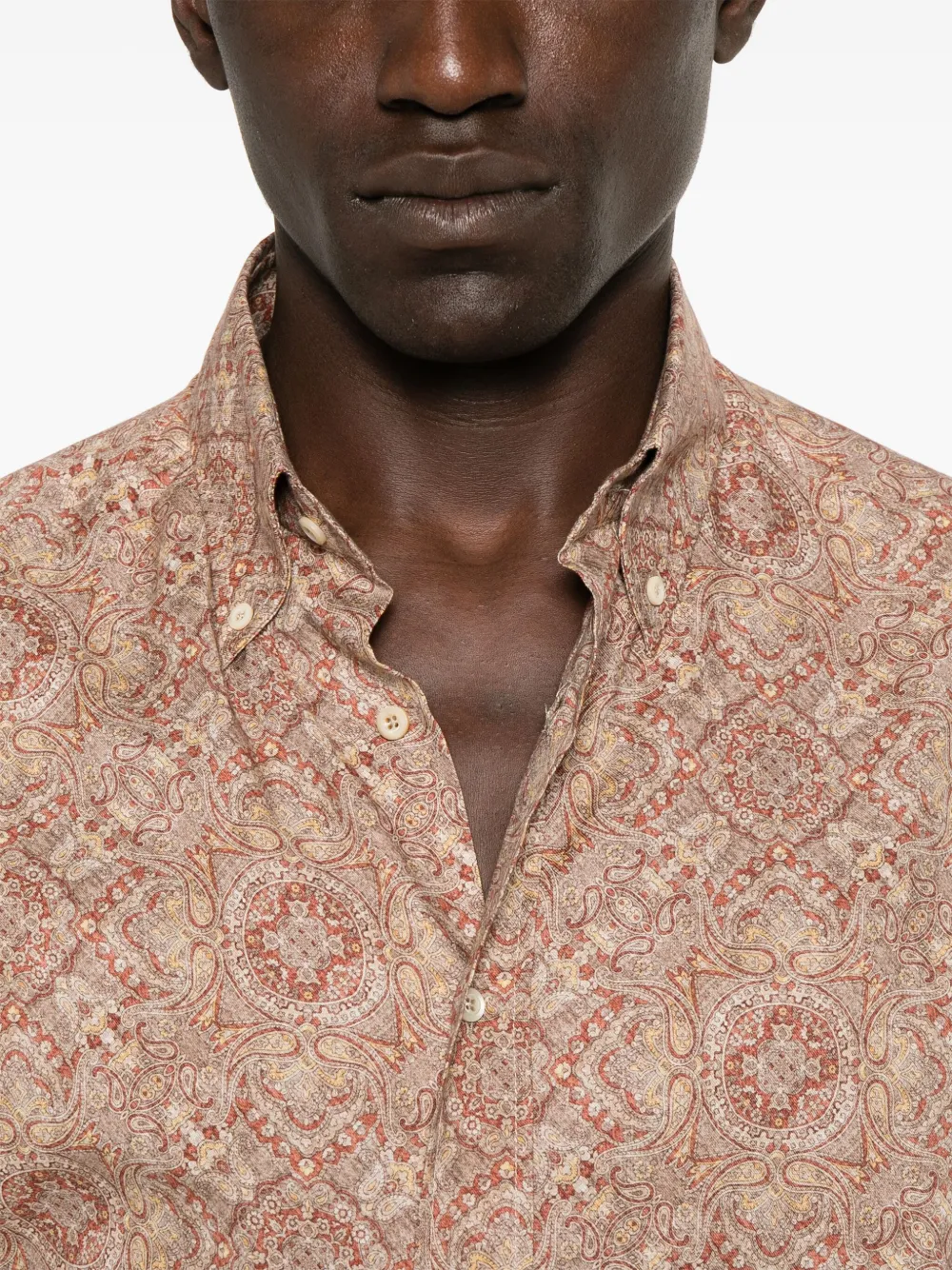 Brunello Cucinelli Overhemd met paisley-print Bruin