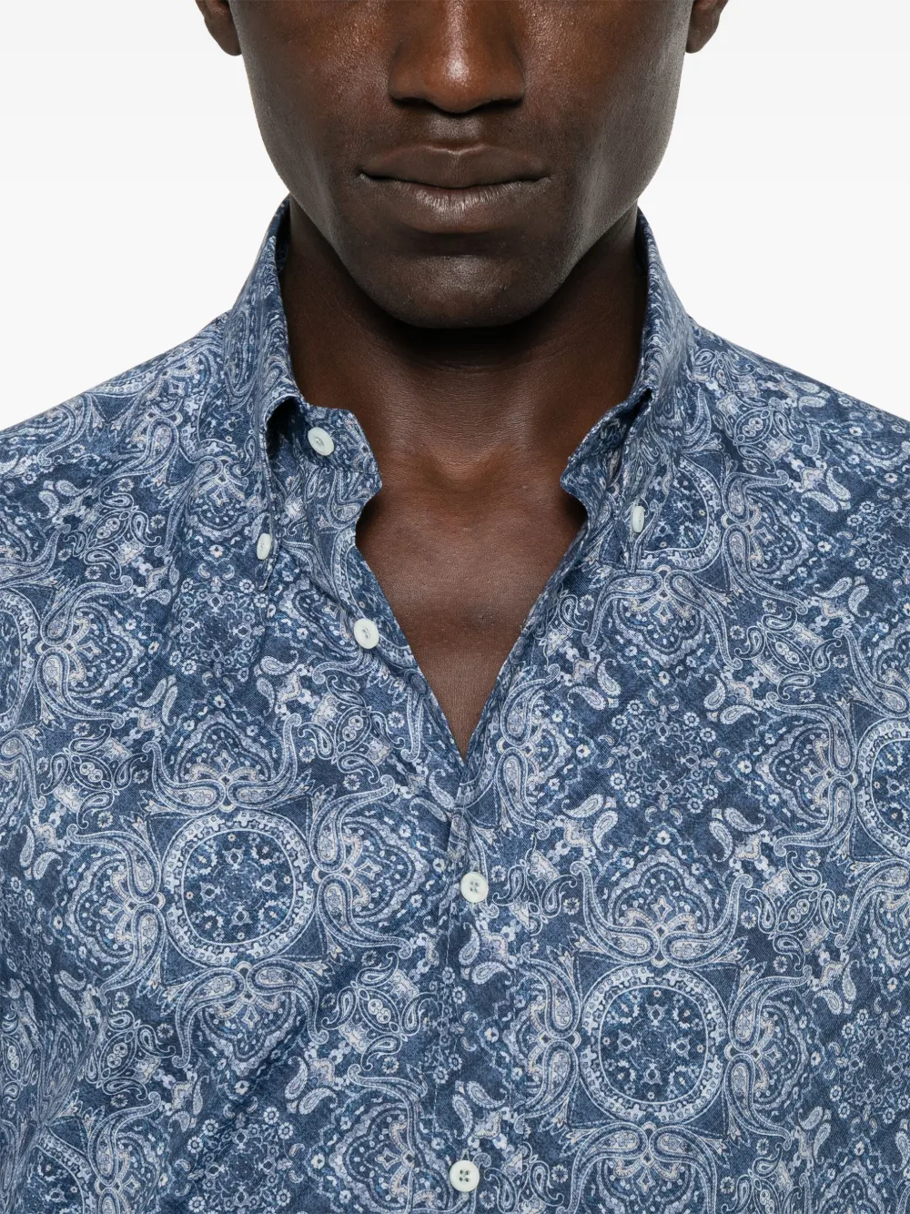 Brunello Cucinelli Overhemd met paisley-print Blauw