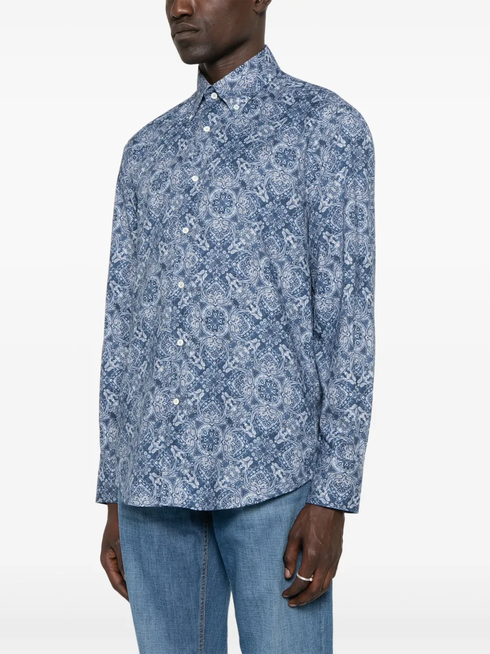 Brunello Cucinelli Overhemd met paisley-print Blauw