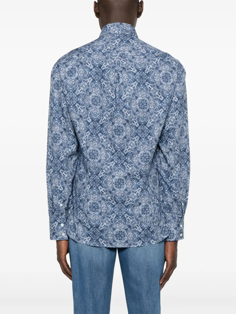 Brunello Cucinelli Overhemd met paisley-print Blauw