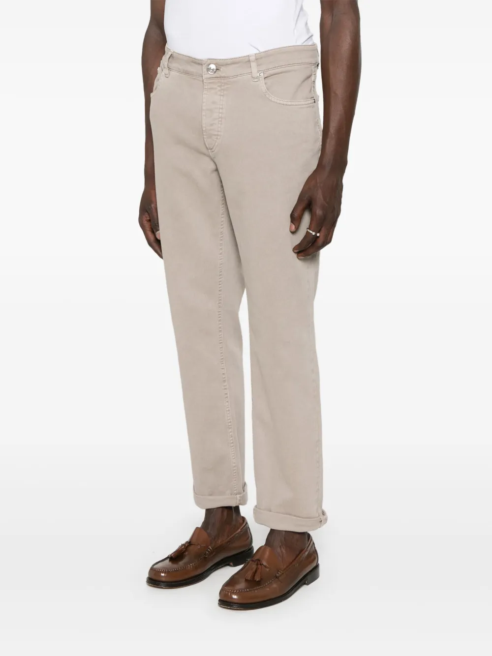 Brunello Cucinelli Jeans met geborduurd logo Grijs
