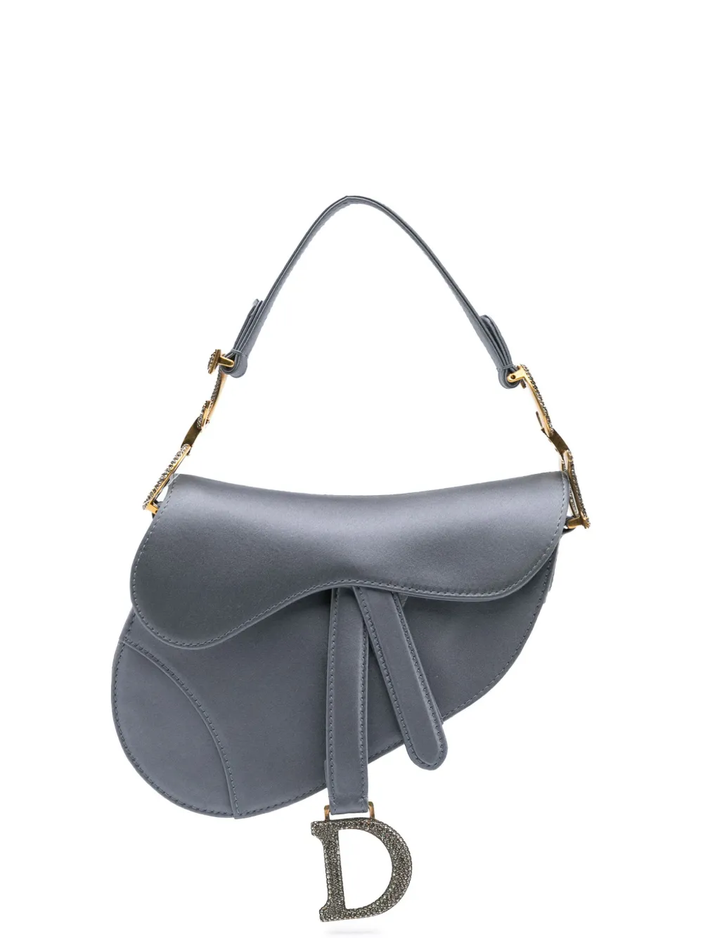 Christian Dior Pre-Owned 2020 ミニ サテン クリスタル サドル サッチェルバッグ - グレー Christian Dior Pre-Owned 2020 ミニ サテン クリスタル サドル サッチェルバッグ - グレー