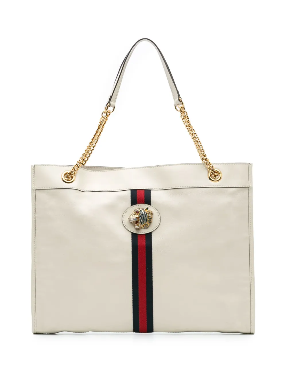 Gucci Pre-Owned 2016-2024 Large Web Leather Rajah tote bag - Bianco