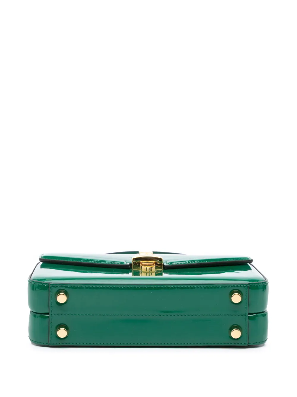 Pre-owned Gucci 2016-2024 Patent Sylvie 1969 Satchel In 绿色