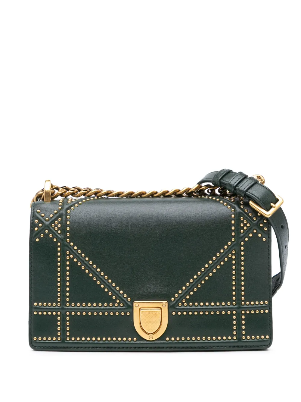 Christian Dior Pre-Owned 2018 スモール スタッズ カーフスキン ディオラマ ショルダーバッグ - グリーン Christian Dior Pre-Owned 2018 スモール スタッズ カーフスキン ディオラマ ショルダーバッグ - グリーン