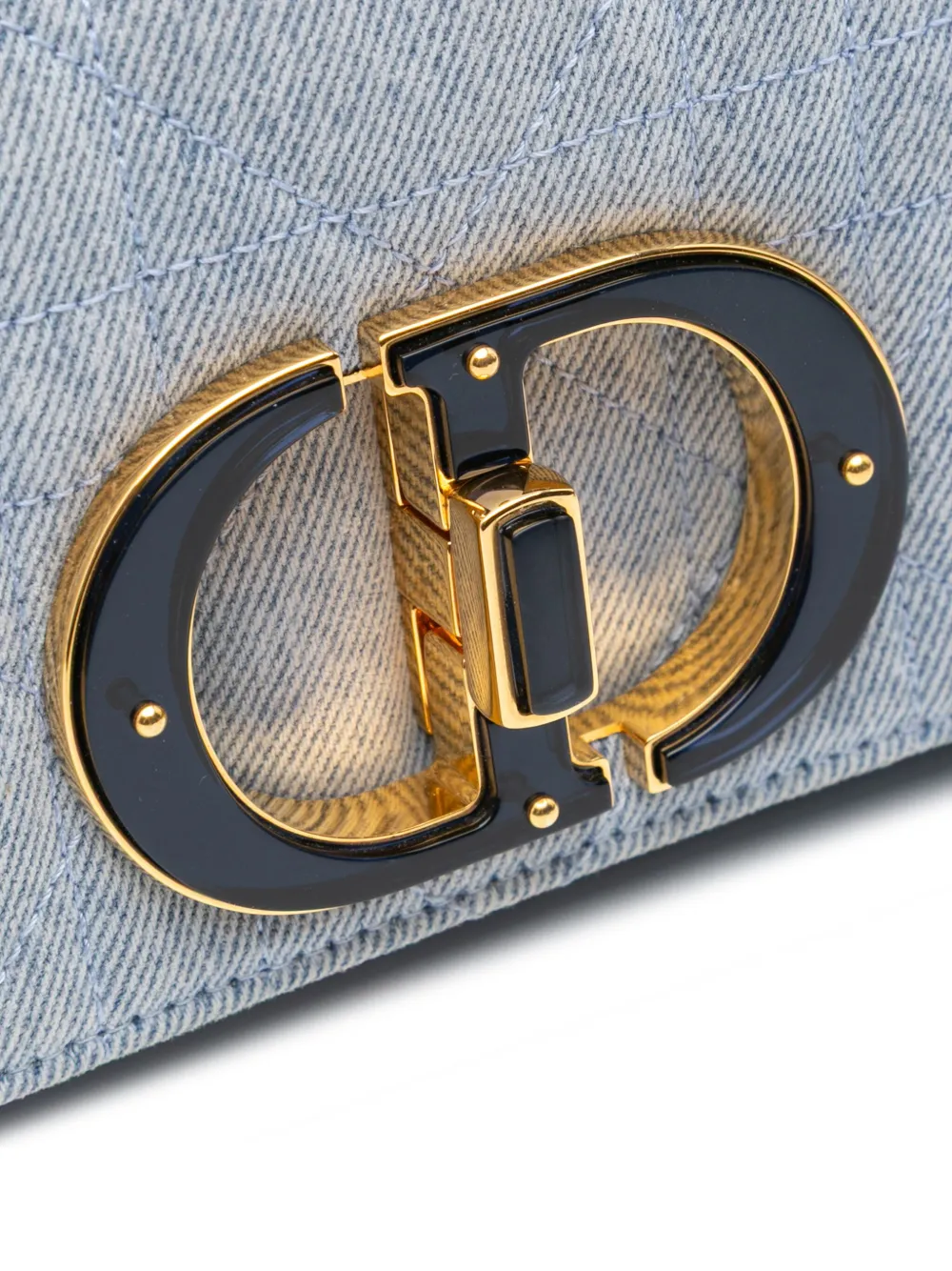 Pre-owned Dior 2022 Medium Denim Macrocannage Caro Bag Crossbody Bag In 蓝色