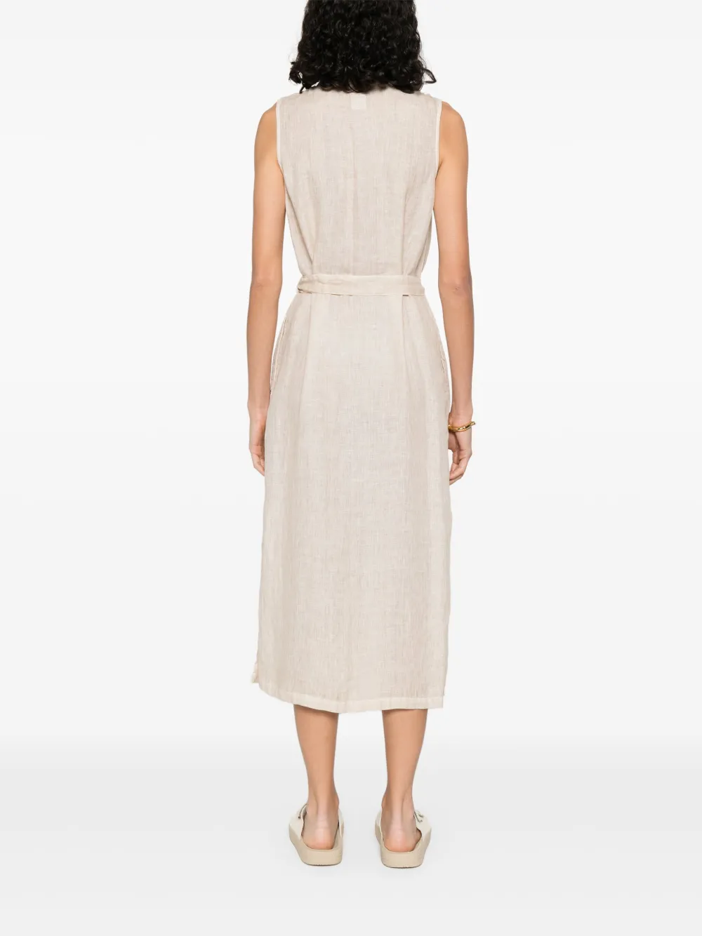 120% LINO LINEN MIDI DRESS
