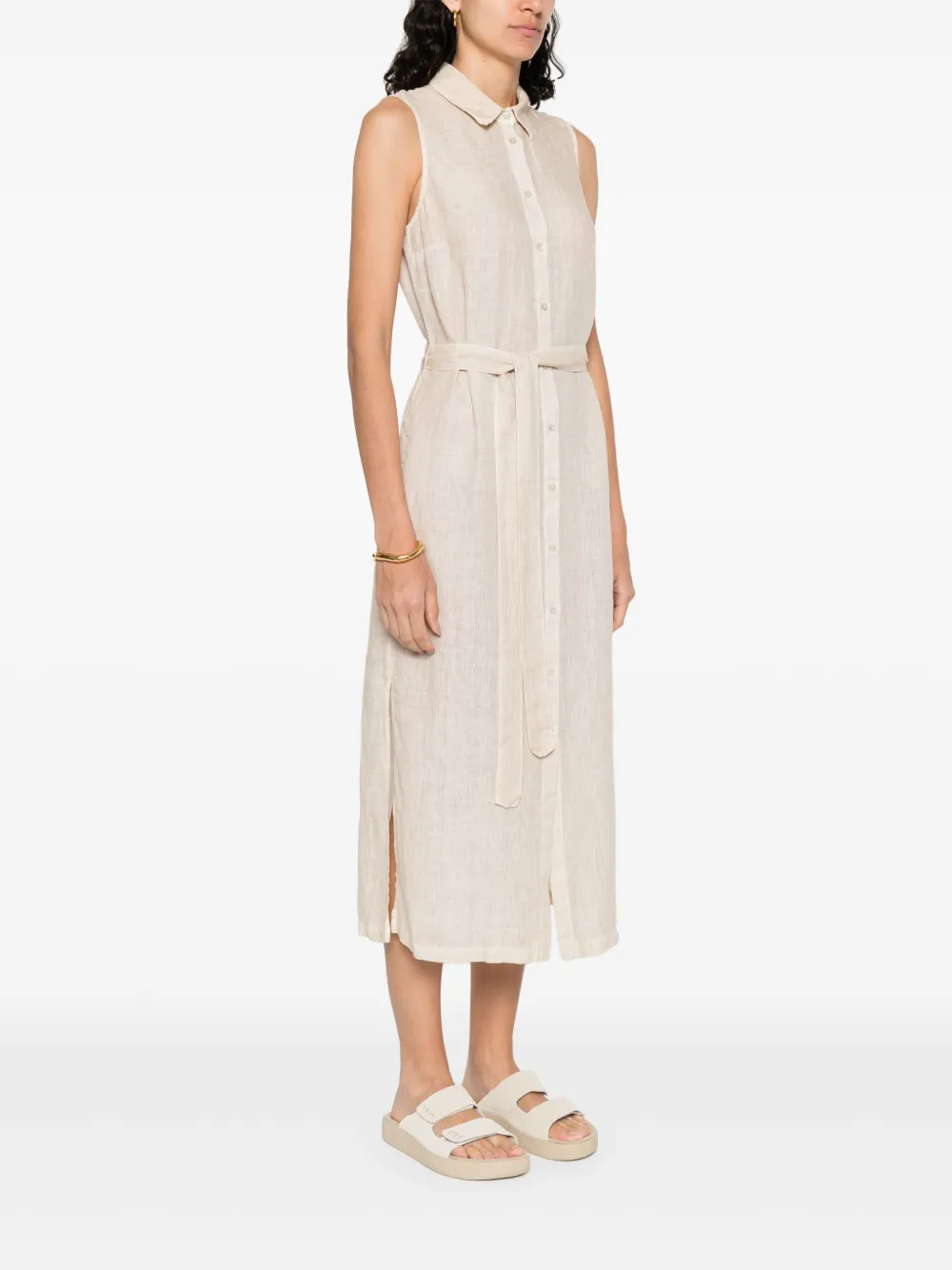 120% LINO LINEN MIDI DRESS