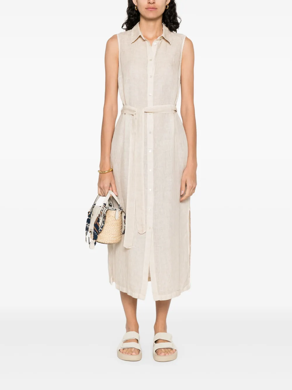 120% Lino linen midi dress - Beige