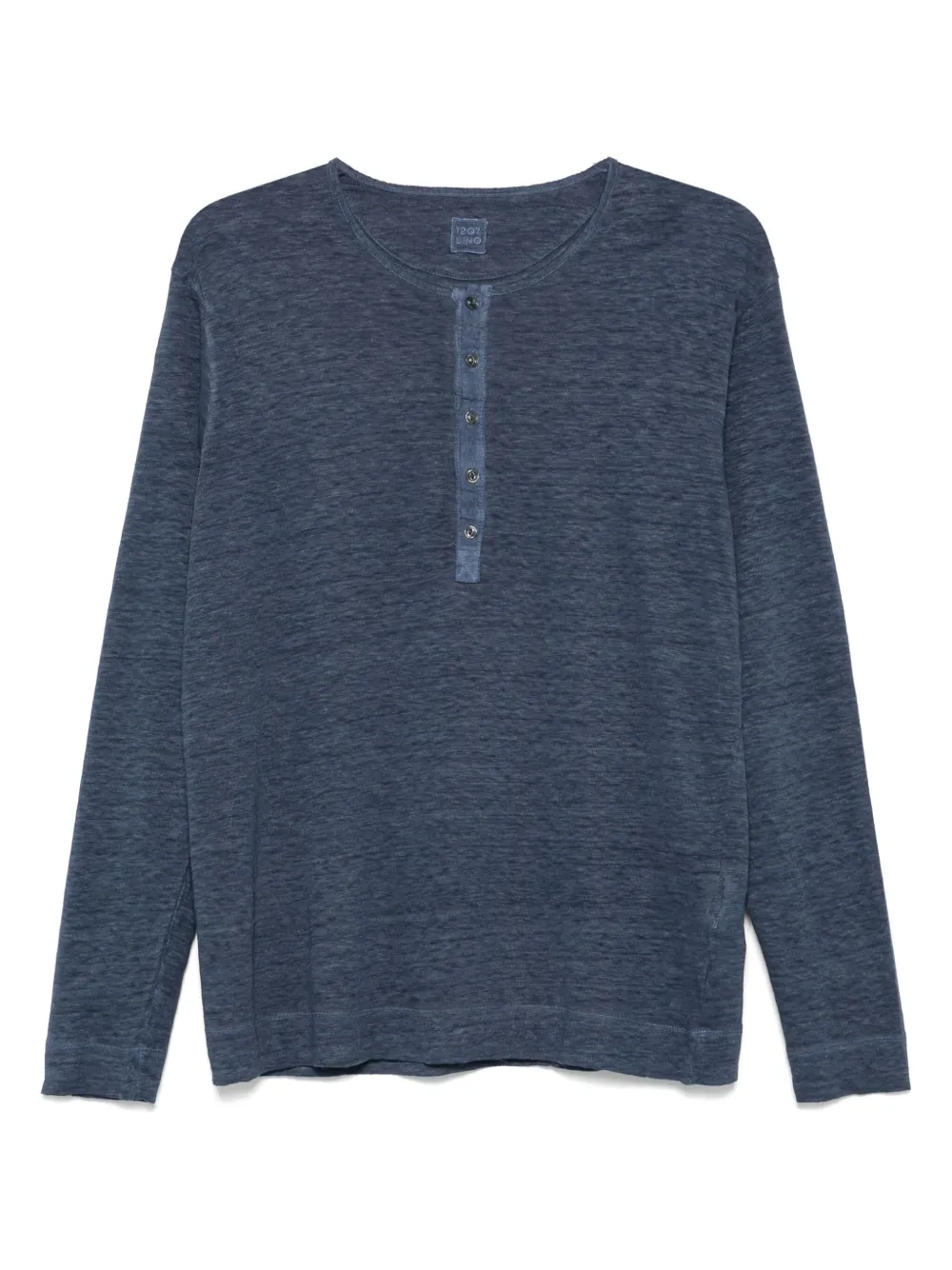 120% Lino playera Henley de lino | azul | Image 1
