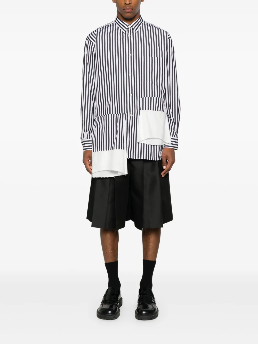 Comme des Garçons Homme Plus Gestreept overhemd - Zwart
