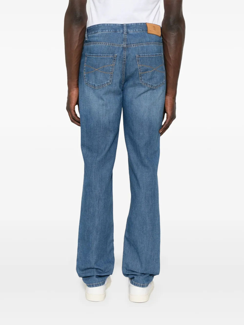 Brunello Cucinelli Jeans met geborduurd logo Blauw