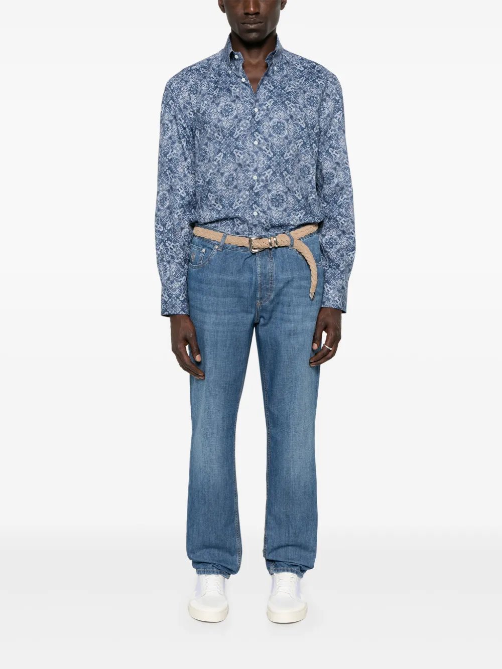 Brunello Cucinelli Jeans met geborduurd logo - Blauw