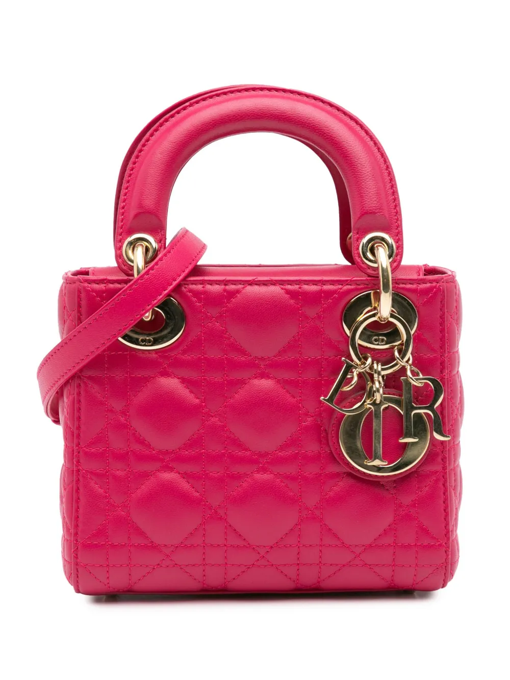 Christian Dior Pre-Owned 2014 ミニ ラムスキン カナージュ レディ ディオール サッチェルバッグ - ピンク Christian Dior Pre-Owned 2014 ミニ ラムスキン カナージュ レディ ディオール サッチェルバッグ - ピンク