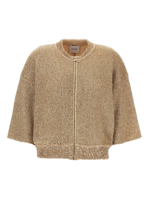 Nude cardigan brodé de sequins
