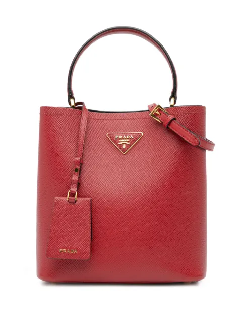 Prada Pre-Owned bolsa satchel Saffiano Cuir Panier mediana 2013-2024