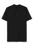 120% Lino logo-embroidered henley T-shirt - Black