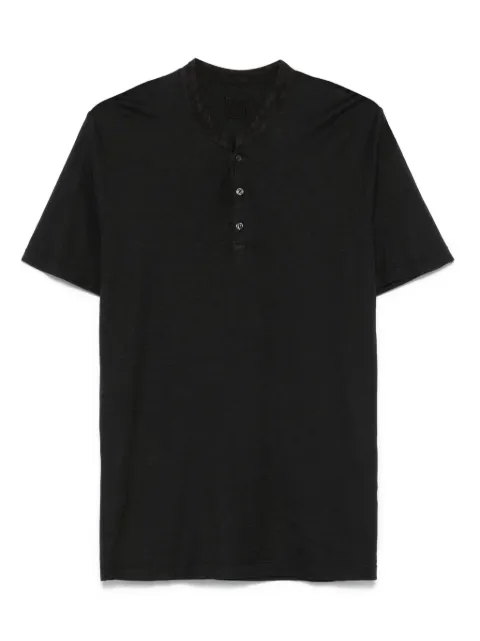 120% Lino logo-embroidered henley T-shirt