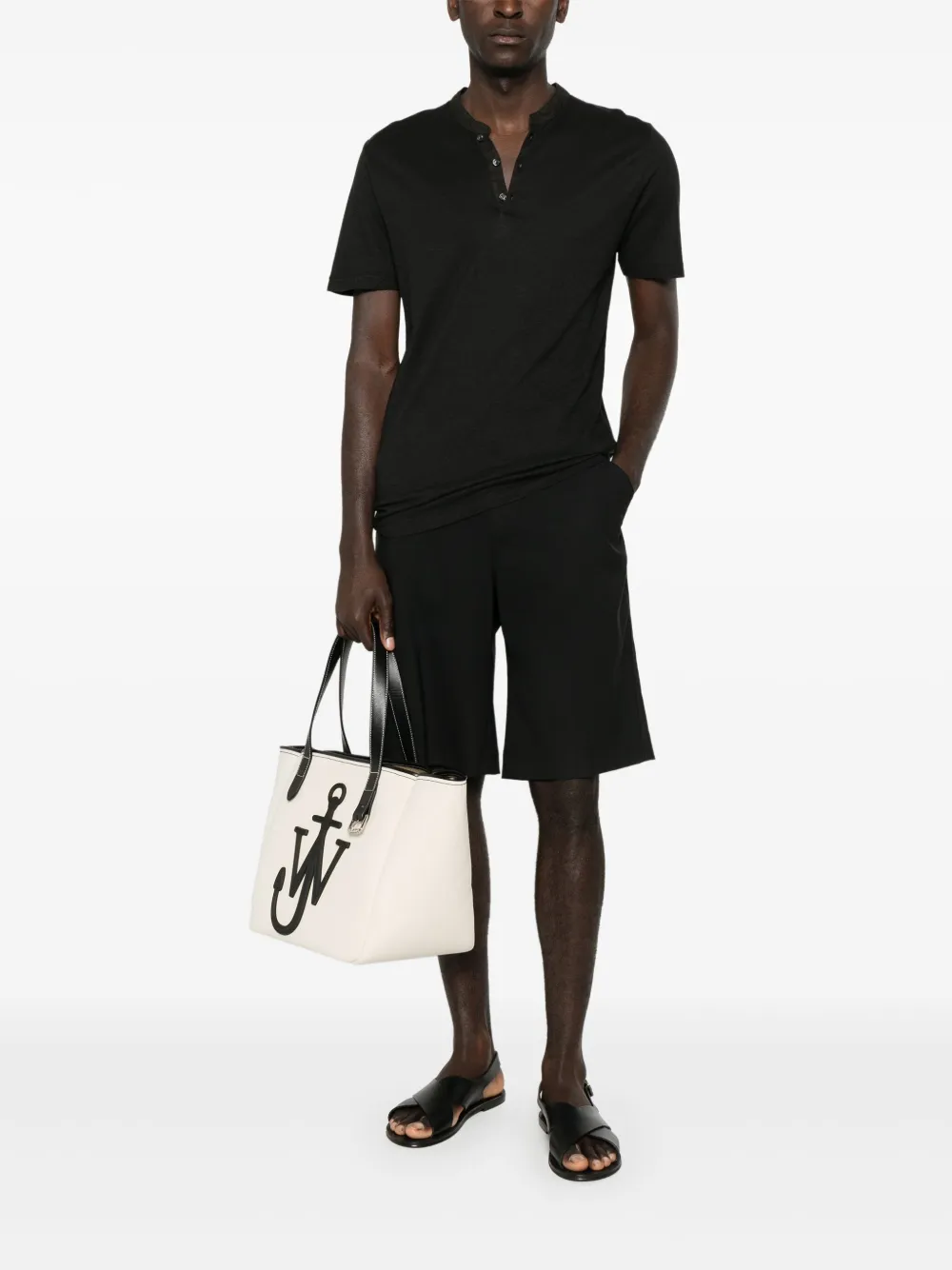 120% Lino logo-embroidered henley T-shirt | T-Shirts | Image 2