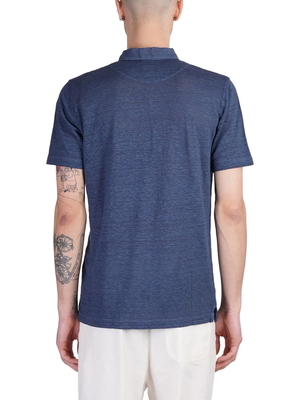 120% Lino Jersey poloshirt Blauw