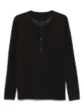 120% Lino linen henley T-shirt - Black