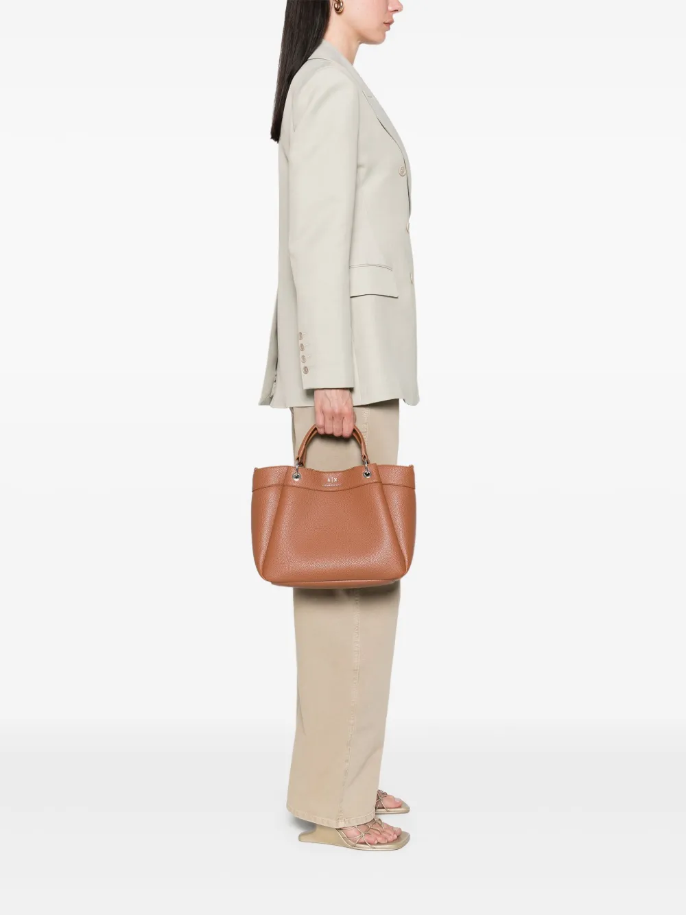 Armani Exchange Medium shopper met logoprint - Bruin
