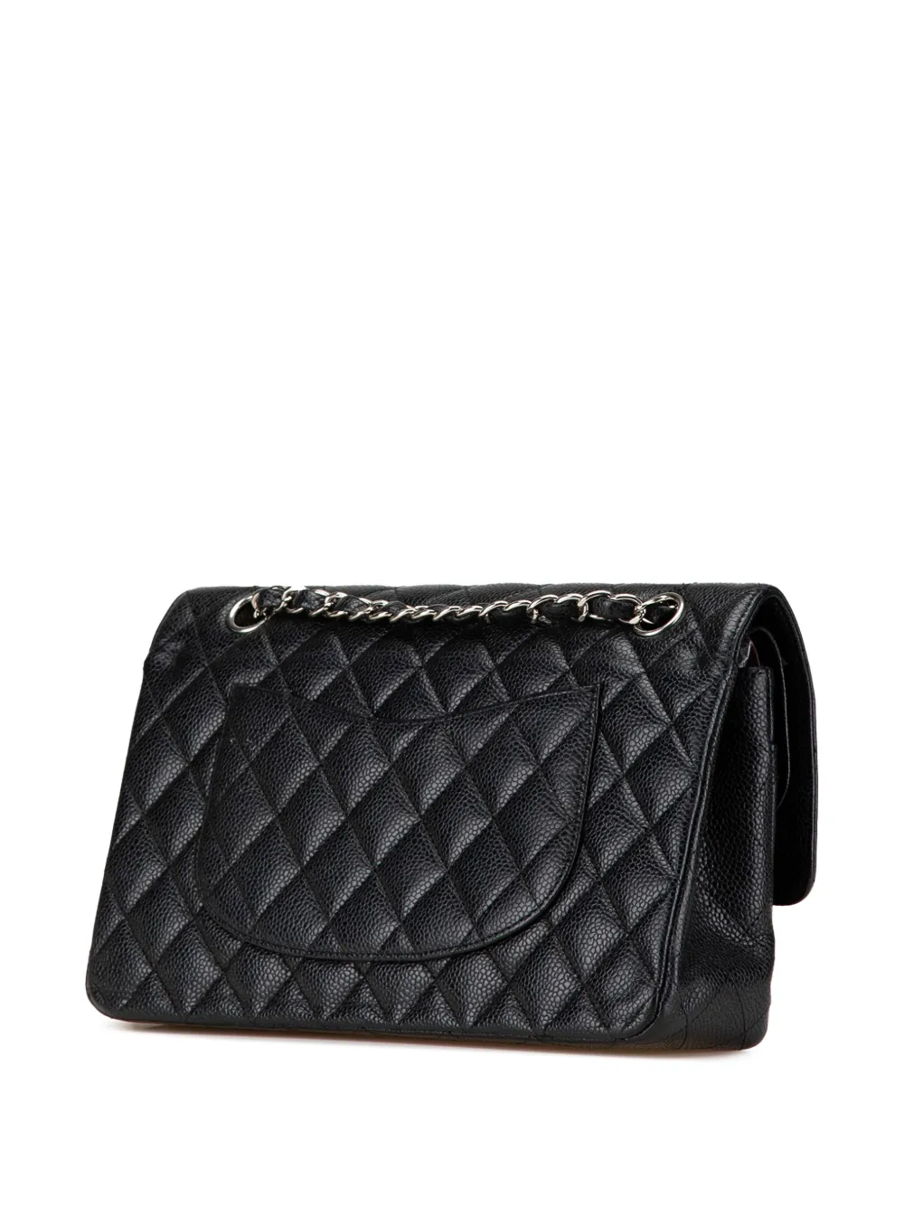 Pre-owned Chanel 2011 Medium Classic Caviar Double Flap Shoulder Bag In Black