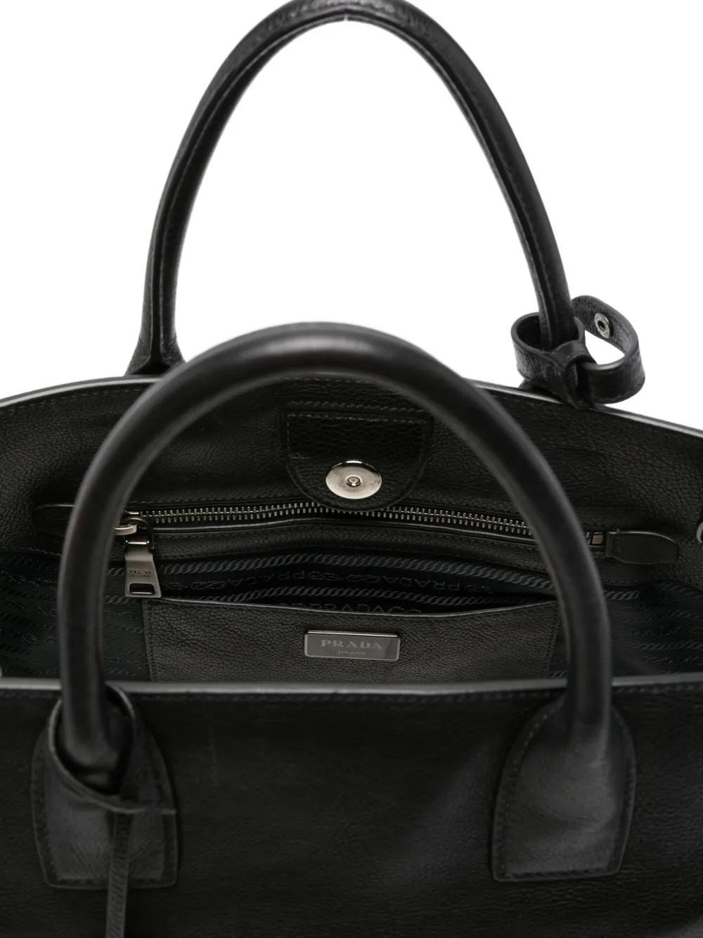 Pre-owned Prada 2010s Leather Top Handle Bag In Black