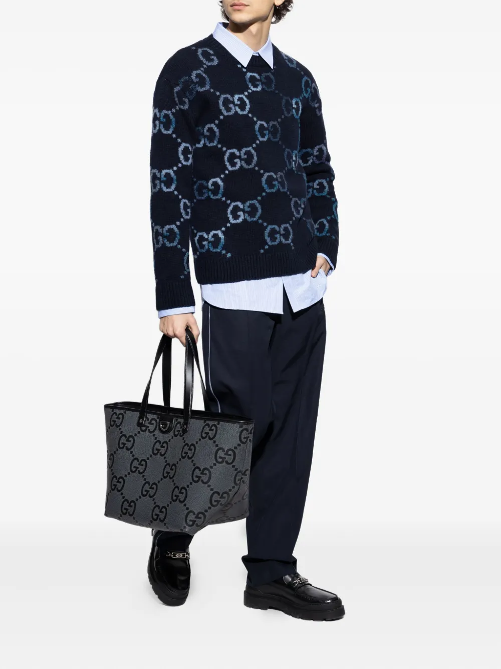Gucci Jumbo GG canvas trui met ronde hals Blauw