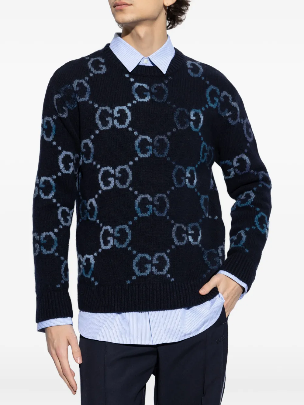 Gucci Jumbo GG canvas trui met ronde hals Blauw