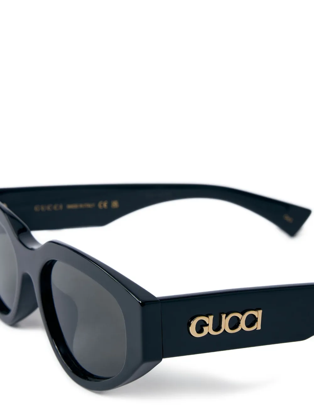 Gucci Zonnebril met rechthoekig montuur en logo Zwart