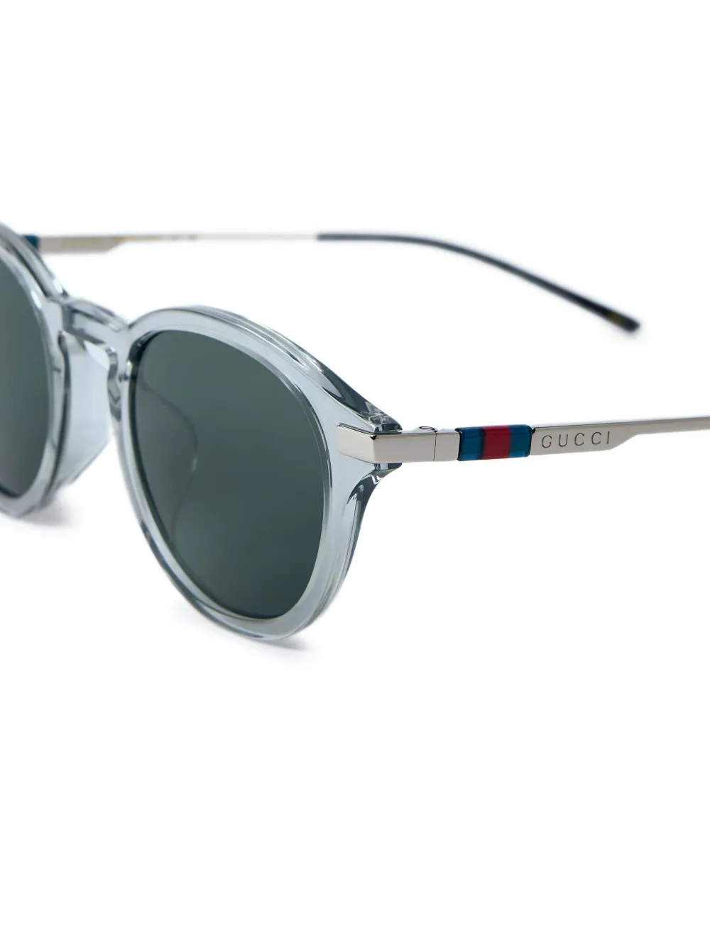 Gucci Zonnebril met Web-streep en rond montuur Groen