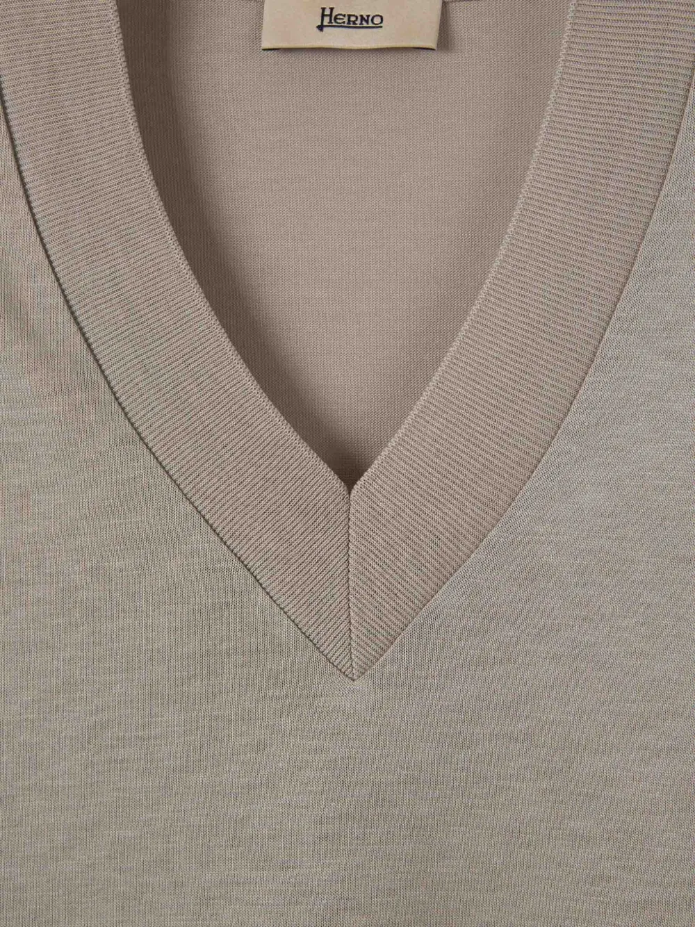 Herno T-shirt met V-hals en geribbelde afwerking Beige