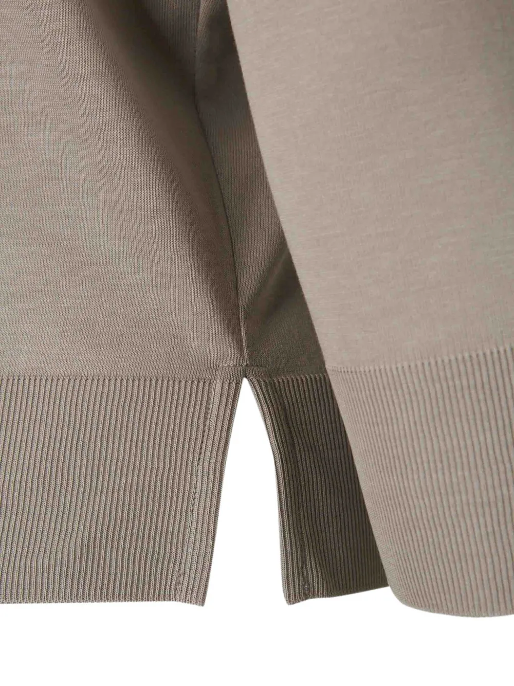 Herno T-shirt met V-hals en geribbelde afwerking Beige