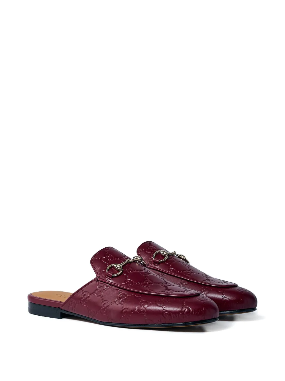 Gucci Princetown Embossed Leather Mules In Red