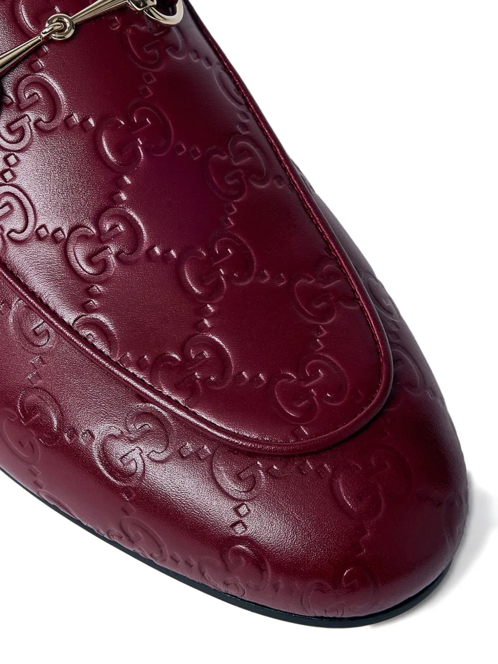 Gucci Princetown Embossed Leather Mules In Red