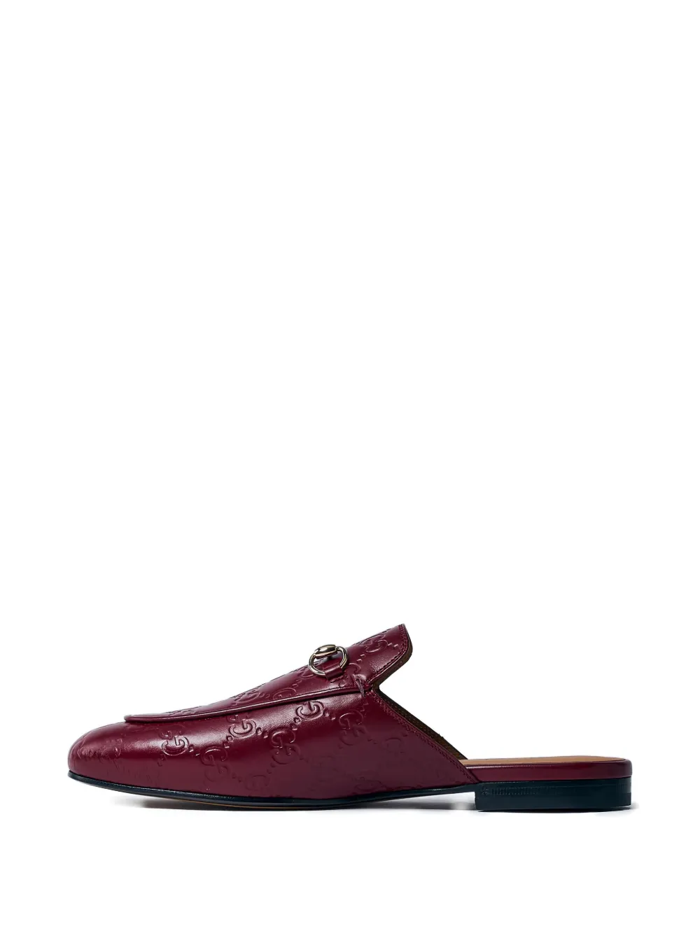 Gucci Princetown Embossed Leather Mules In Red
