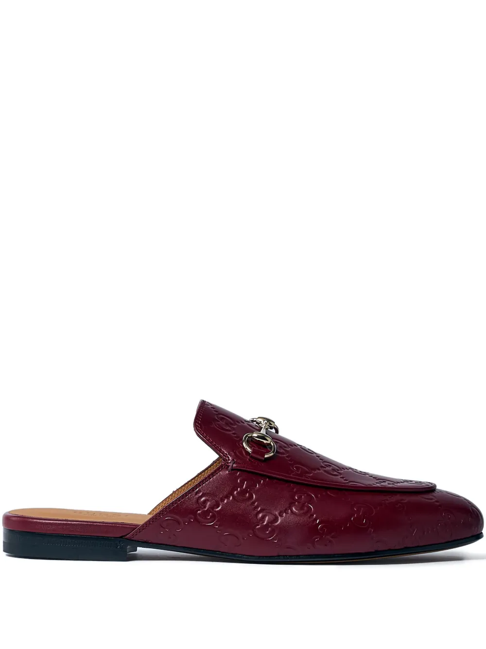 Gucci Princetown Embossed Leather Mules In Red
