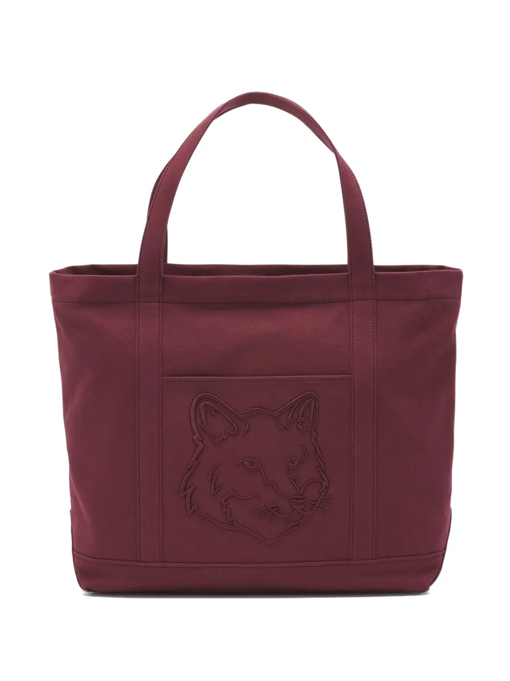 MAISON KITSUNÉ LARGE FOX HEAD-EMBROIDERED TOTE BAG