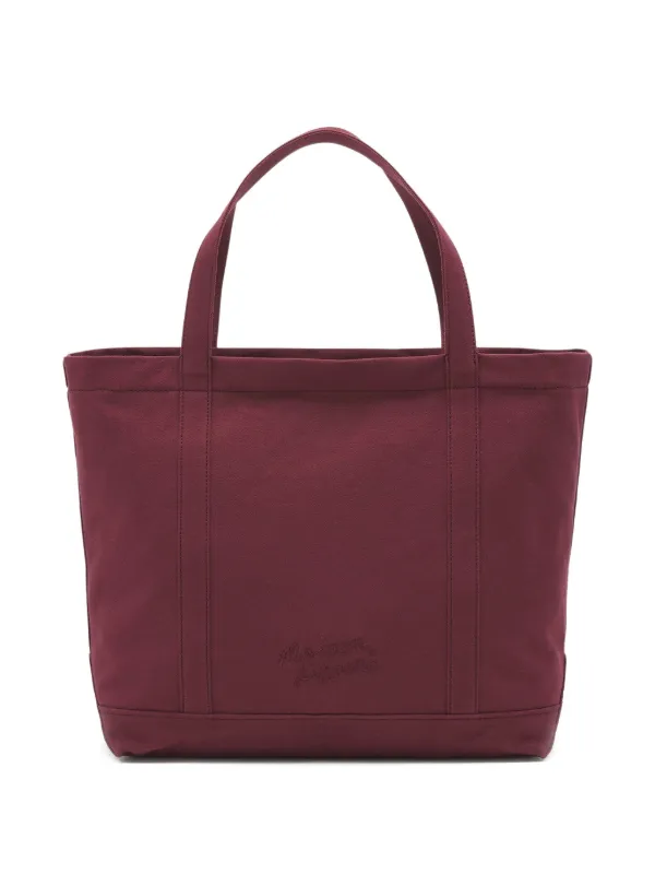 Maison Kitsuné Large Fox Head-embroidered Tote Bag | Red | FARFETCH