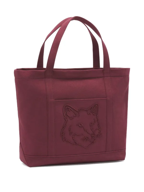 メゾンキツネ トートバッグ Fox Head Large Tote Maison Kitsuné Large Fox Head-embroidered Tote Bag | Red | FARFETCH