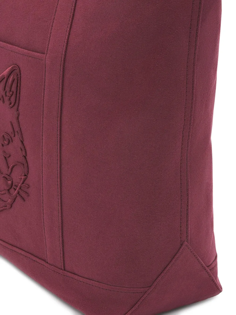 MAISON KITSUNÉ LARGE FOX HEAD-EMBROIDERED TOTE BAG