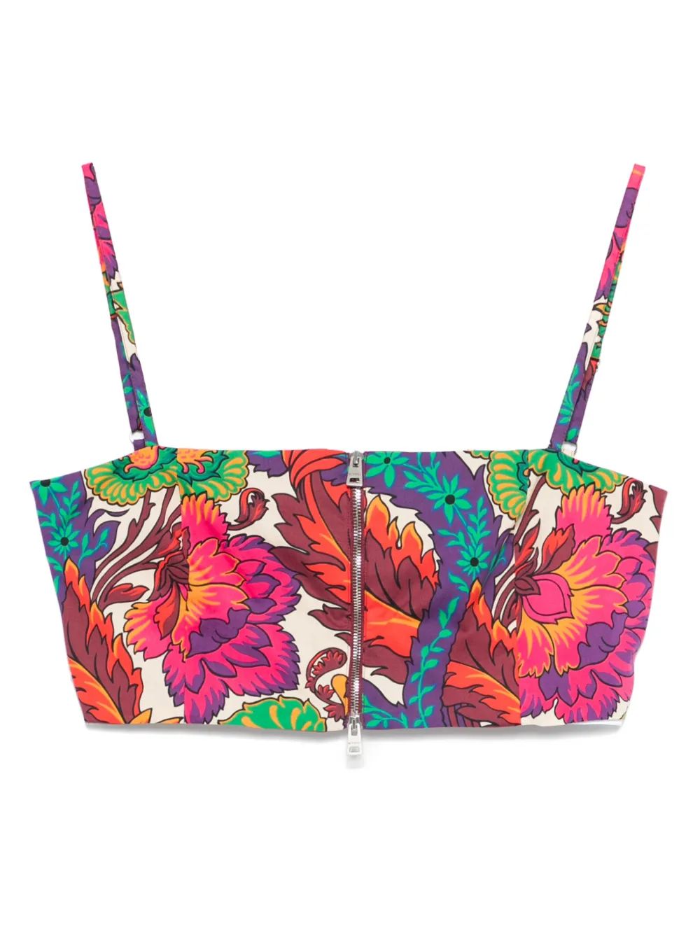 floral-print cropped top