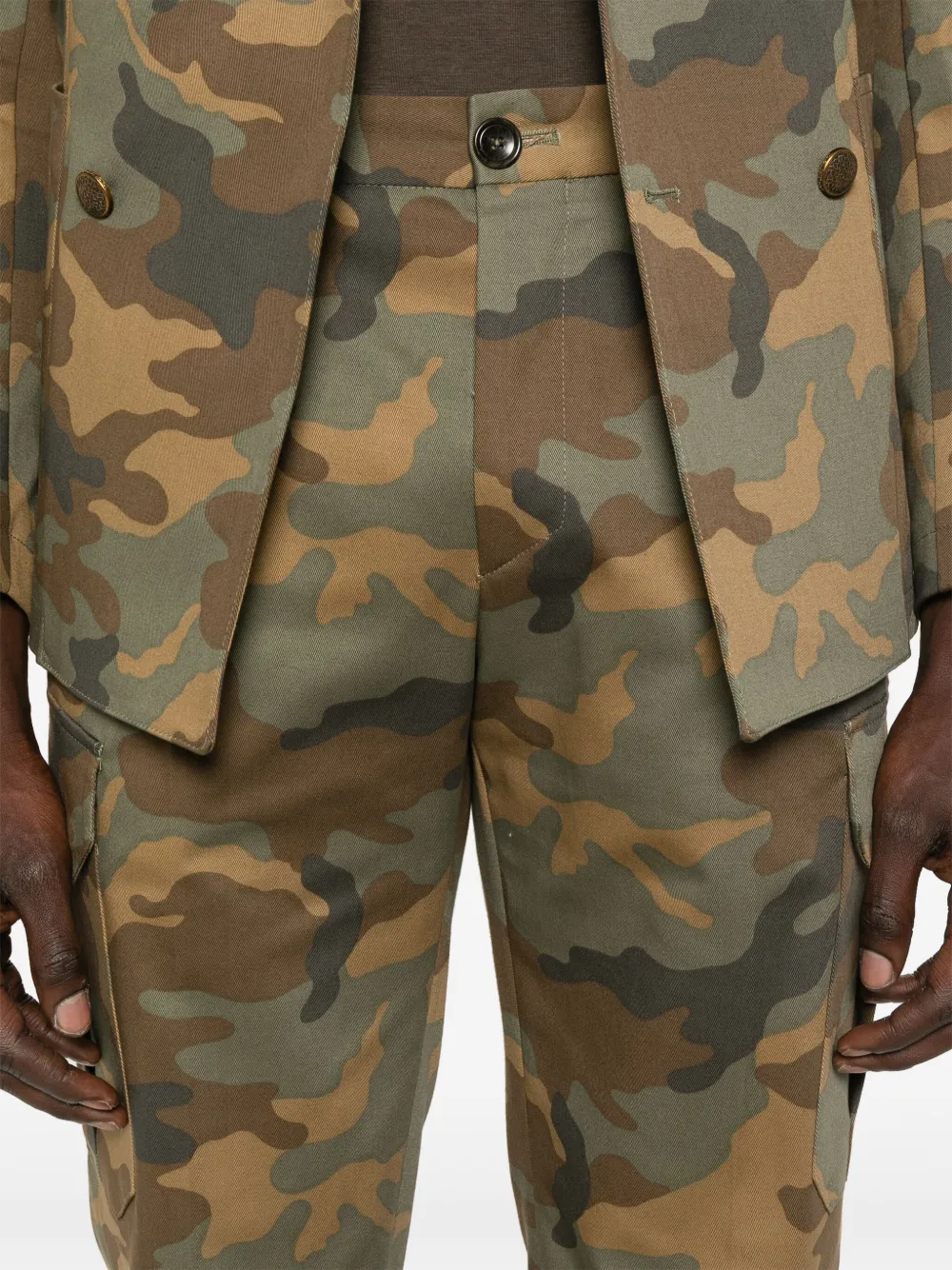 Tagliatore Cargo broek met camouflageprint Bruin