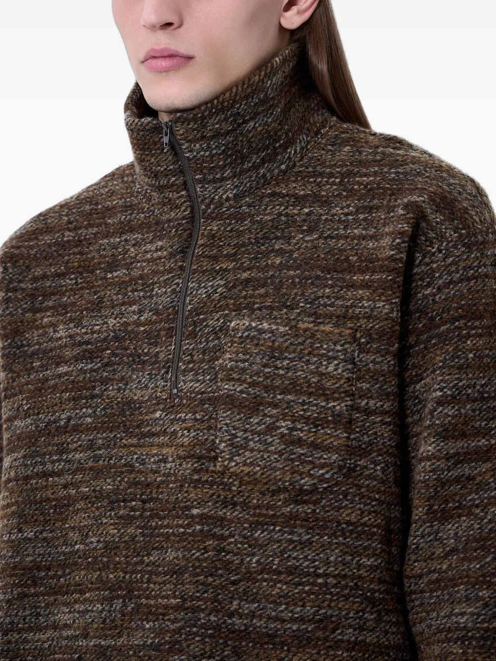 Engineered Garments Zip-up Sweater In Brown