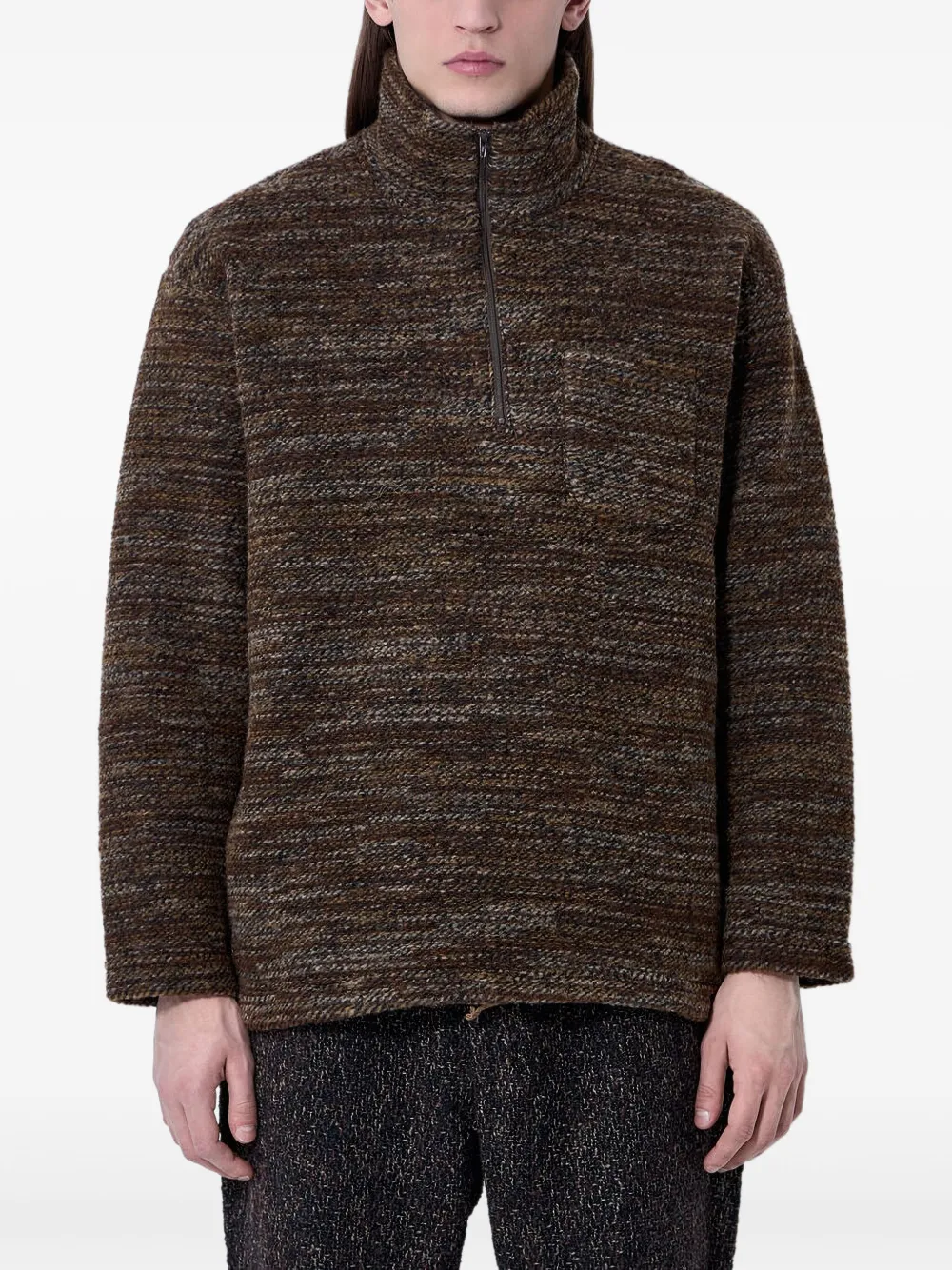 Engineered Garments Zip-up Sweater In Brown