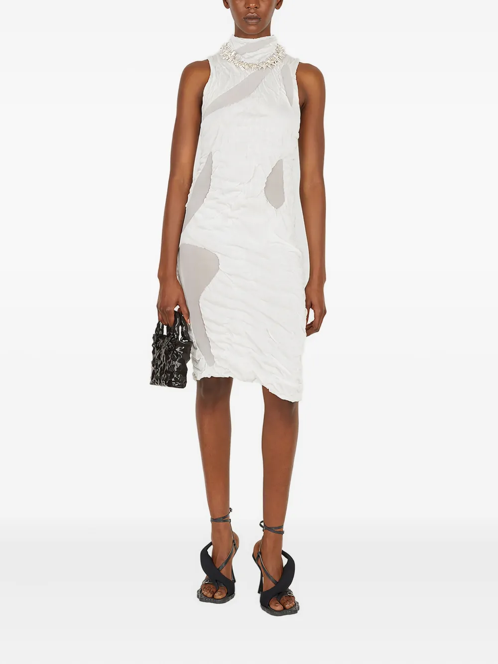 Di Petsa mesh-panel high-neck mini dress - Wit
