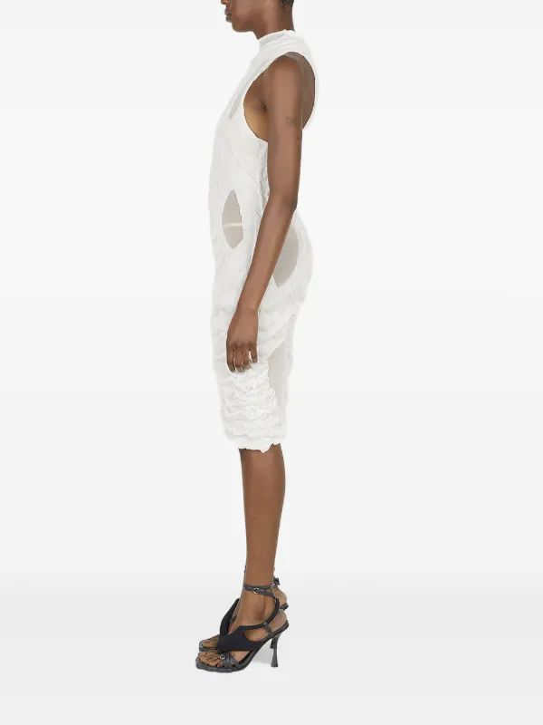 mesh panel dress white Twist-Knot Mesh Panel Maxi Dress