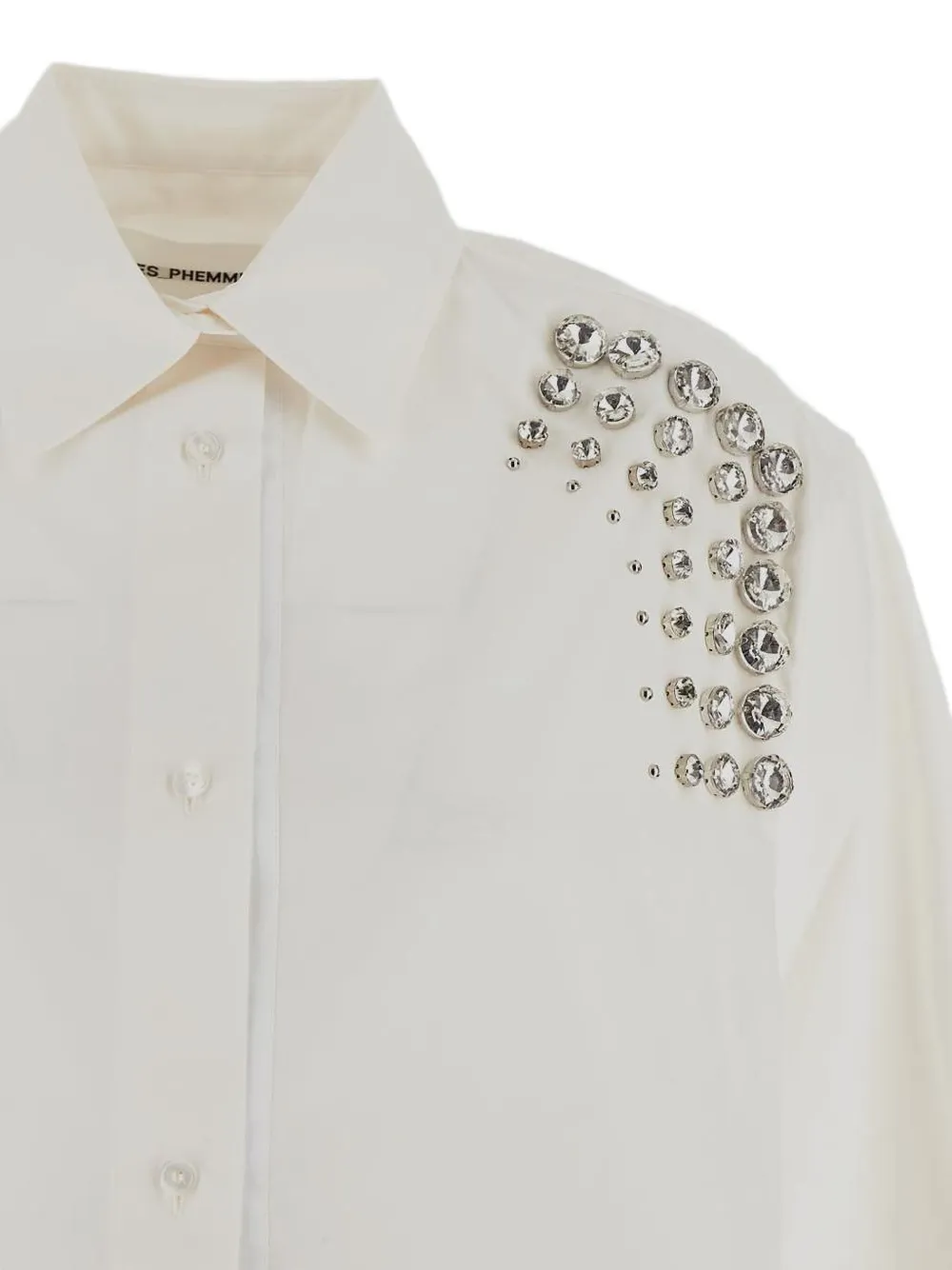 DES PHEMMES Blouse verfraaid met kristal Wit